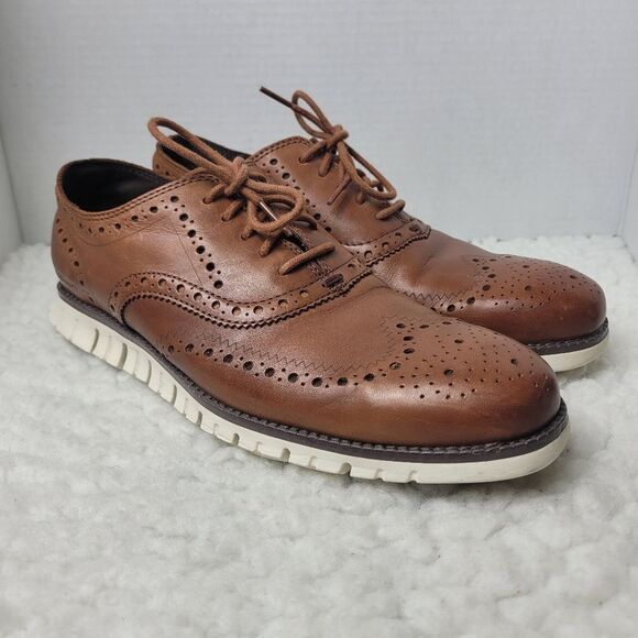 Cole Haan Zerogrand Men’s Size 8.5 Brown Leather Wingtip Oxford Shoes C14493 - Picture 1 of 10